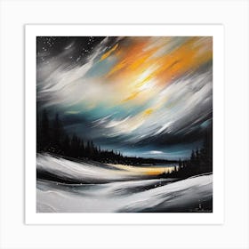 Snowy Night Sky Art Print