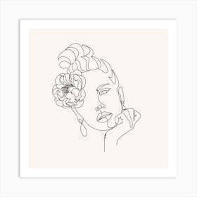 Woman with Flower Minimalist Print Art Print