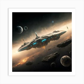 Spaceship In Space Art Print