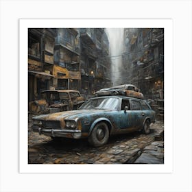 Car In A City Art Print