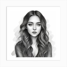 Pencil Drawing Of A Girl Art Print