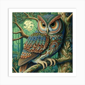 Owl In The Forest Art Print