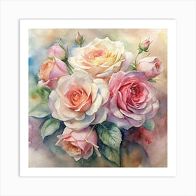 Watercolor Roses 19 Art Print