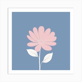 A White And Pink Flower In Minimalist Style Square Composition 432 Art Print