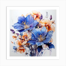 Blue Flowers Art Print