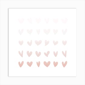 Pink Ombre Hearts Square Art Print