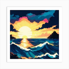 Sunset Over The Ocean Art Print