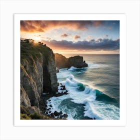 Sunset At The Cliffs Art Print