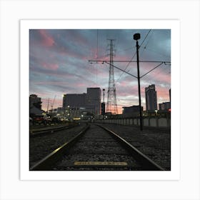 Sunset On The Tracks In New Orleans Art Print