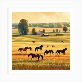 Horses In The Field 4 Art Print