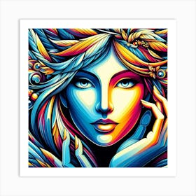 Woman With Colorful Hair 1 Art Print