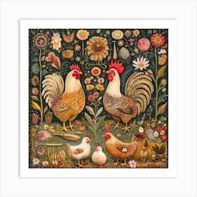 Roosters 1 Art Print