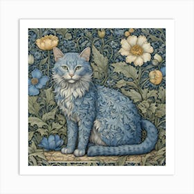 Blue Cat william morris art Style Art Print