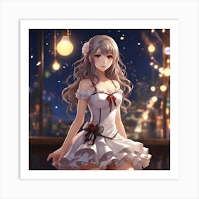 Anime Girl In White Dress Art Print