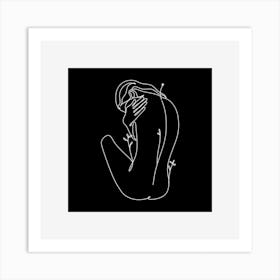 Naked Woman Line Drawing Art Print