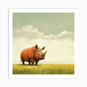 Rhino In The Grass Art Print