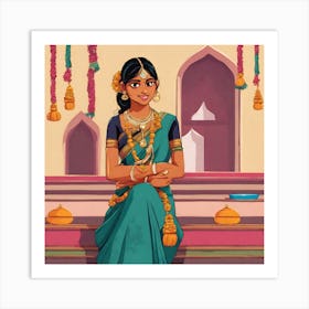 Indian Girl In Sari 2 Art Print