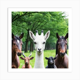 Llamas And Goats 2 Art Print