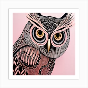 Rose Pink Owl Art Print