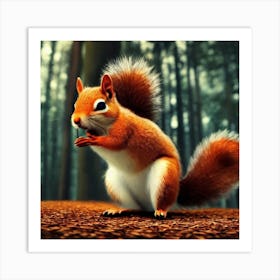 Cute Squirrel in a forest Art Print