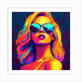 Sexy Girl In Sunglasses Art Print