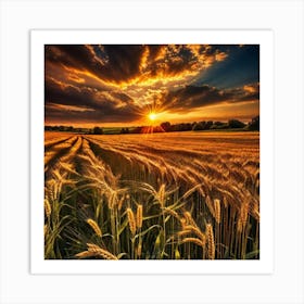 Sunset Over A Wheat Field 18 Art Print