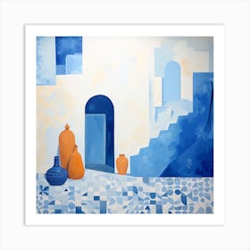 Moroccan Blue And Orange Pots Art Print