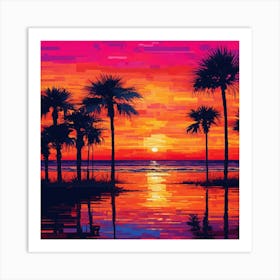 Sunset Palm Trees 1 Art Print