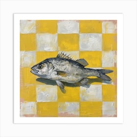 Fish Yellow Checkerboard 1 Art Print