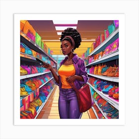 Black Girl In A Store Art Print