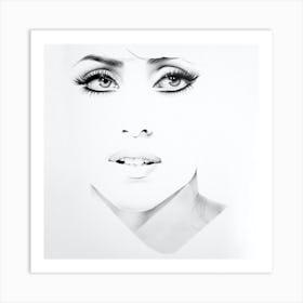 Lady Gaga Pencil Drawing Portrait Minimal Black and White Art Print