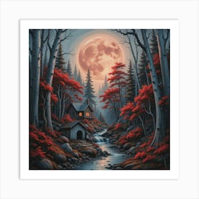 Full Moon In The Woods Art Print