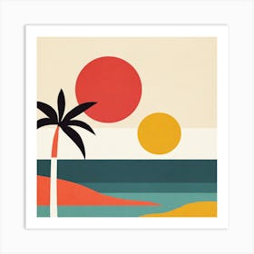 Beach, Geometric Abstract Art Poster Vintage, Art Print