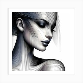 Sensual Women - Abstract Line Art Illustration 196 Art Print