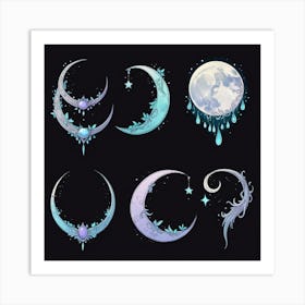 Moon And Stars 4 Art Print