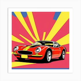 Retro Auto Drive with Halftone Rays Art Print