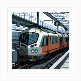 Illustration Of A Train Art Print