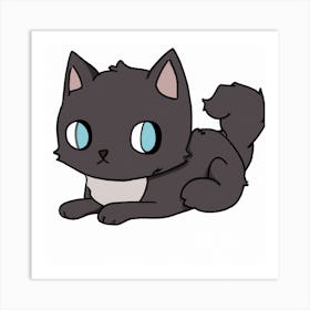 Black Cat With Blue Eyes Art Print