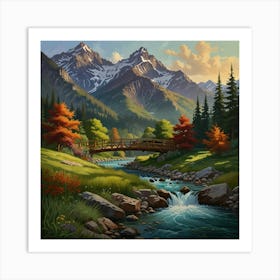 Bridge In The Mountains 1 Art Print