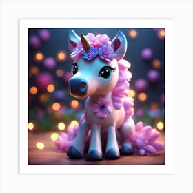 Unicorn With Flowers Art Print