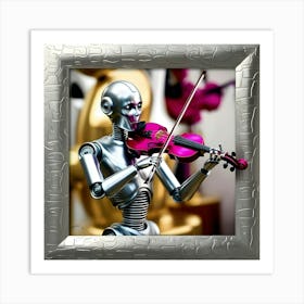 Robot Playing Violin Art Print