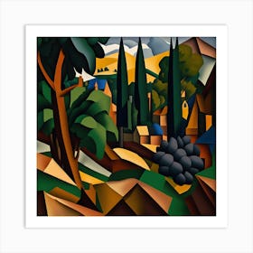 Abstract Landscape With Trees 1 Art Print