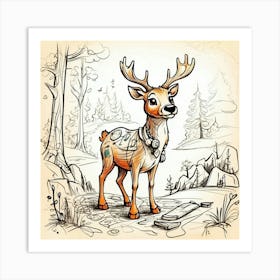 Deer In The Woods 95 Art Print