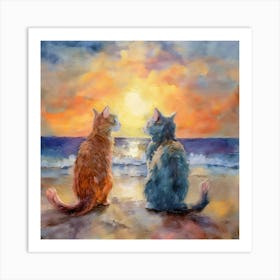 Sunset Cats Art Print