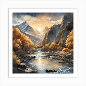 Sunset In The Mountains Art Print