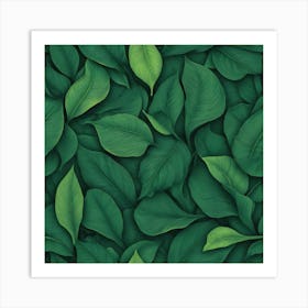 Seamless Green Leaf Pattern Art Print