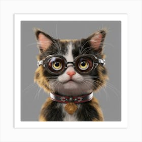 Cat With Glasses 1 Art Print