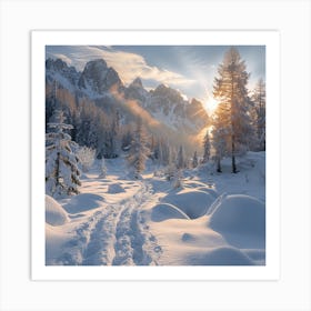 Winter Landscape In The Dolomites Art Print