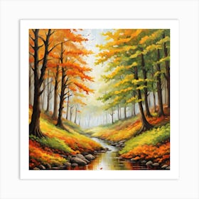 Forest In Autumn In Minimalist Style Square Composition 181 Art Print