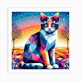 Tigerlily Low Poly Cat Art Print